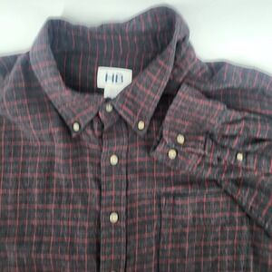 HB Men's 3XLT Long Sleeve Flannel Button Up Shirt Plaid 100% Cotton Casual